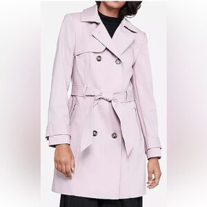 NWT Women's Express Double Breasted Trench Coat Pink XS Cotton Blend